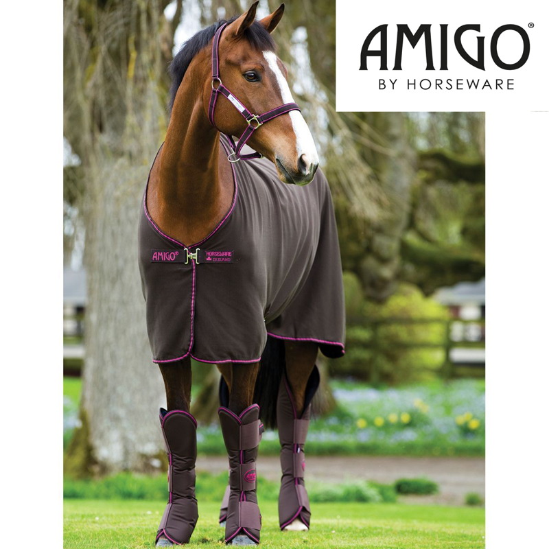 Horseware Amigo Jersey Cooler - Chocolate/Chocolate/Raspberry
